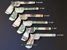 Dollar Origami GUN Made with REAL MONEY Handmade Cash Art Pistol Gift Idea - €12,80 EUR+