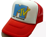 Vintage Mtv hat Music Television Trucker Hat snapback Red adjustable Cap - $17.59