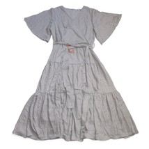 NWT Ivy City Co Haley Midi in Gray Faux Wrap Cotton Tiered Dress L - £70.08 GBP