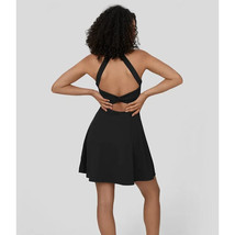 Halara Backless Twisted 2-in-1 Pocket Mini Ballet Dress-Longer Length Black S - £30.35 GBP