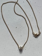 Dainty Avon Marked Goldtone Chain w Faux Cream Pearl Bead Pendant Neckla... - $11.29