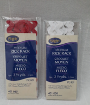2 NIP Wrights Medium Rick Rack Sewing Trim ~ Red &amp; White 2.5 Yds Each - £6.19 GBP
