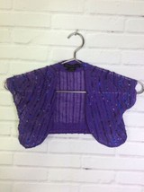 Flowers By Zoe Purple Sequin Short Sleeve Bolero Cardigan Top Girls Size... - $12.46