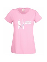 Womens Star Wars T-Shirt; Obi Wan Kenobi & Anakin Skywalker with saber Tshirt - £19.77 GBP