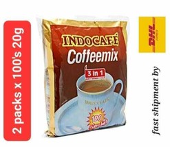 2 Packs X 100&#39;s 20g Indocafe 3IN1 Instant Coffee Mix Fast Shipment By Dhl - £91.71 GBP