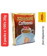 2 packs x 100&#39;s 20g  INDOCAFE 3IN1 INSTANT COFFEE MIX Fast shipment by DHL - £90.41 GBP