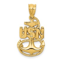 FindingKing 14K Gold United States Navy Anchor Pendant Jewerly - £137.69 GBP