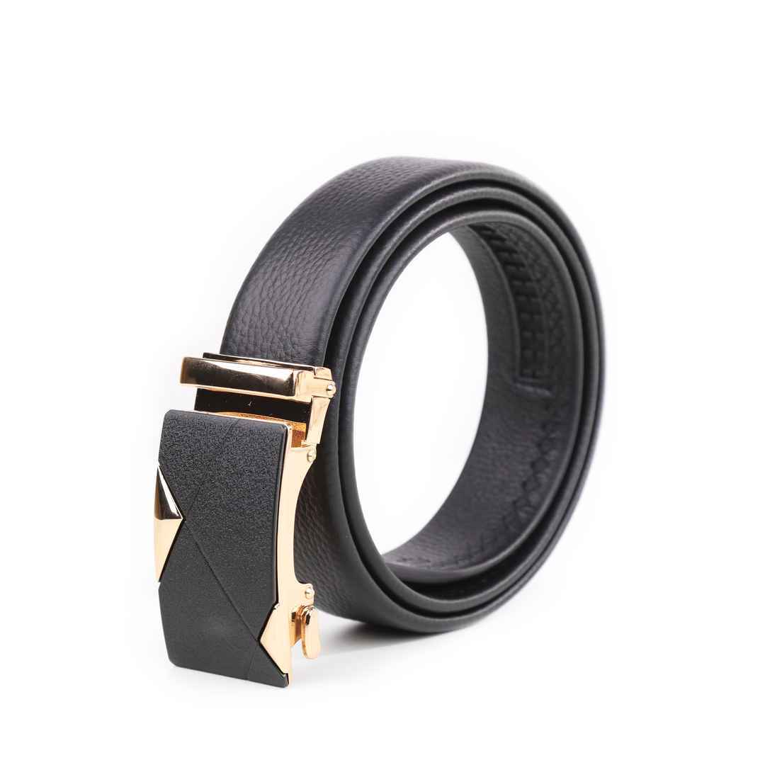 Men's Genuine Leather Ratchet Belt for Men with Automatic Sliding Buckle