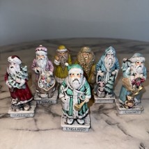 7 VTG Handmade Ceramic 5&quot; Europe Christmas Santa France England Belgium Austria - £24.12 GBP