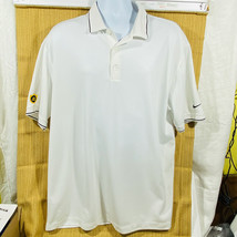 Nike Golf White Dri Fit Polo Shirt Mens XL Extra Large SS With 100 Club Patch - £13.41 GBP