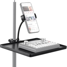 Phone Holder Microphone Stand Tray, Clamp-On Rack Tray, Cell Phone, Reco... - £35.29 GBP
