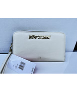 Betsey Johnson Faux Pebbled Leather Zip Around Wallet Wristlet Cream BA1... - $67.82 CAD