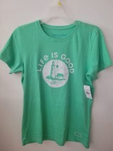 Life is Good T-Shirt Women Sz Medium Mint Green Lighthouse - $24.14