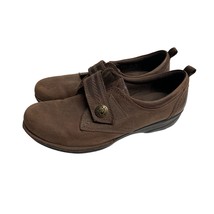 Clarks Collection Womens Size 8 M Brown Leather Shoes Hook and Loop Flat Shoes C - £19.48 GBP