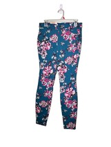 TIME AND TRU Size M 8-10 Turquoise Teal Floral Print Pull On Pants NWT - £11.01 GBP