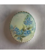 Vintage Gold Tone  Porcelain Blue Floral Pin Brooch - $26.66 CAD