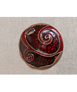 Large Circular, Red Swirl, Cloisonne Enameled Pendant - $641.35 MXN