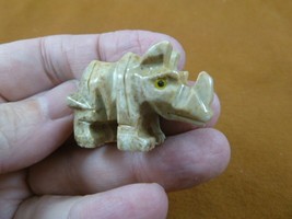 y-rhi-22 little tan RHINO SOAPSTONE gemstone Stone Figurine I love rhino... - $8.59