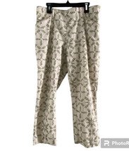 Anthropologie Cartonnier Pant Sz 8 Beige Striped Leaf Charlie Trouser Ankle - £20.17 GBP