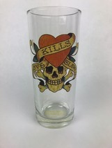 Ed Hardy Barware Drinking Beer Glass Love Kills Slowly Skull Heart Glass FSTSHP - $12.99