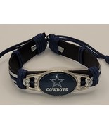 Dallas Cowboys Mens Womens Black Leather Bracelet Football -Free Shipping - £5.62 GBP