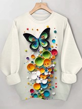 Women&#39;s 3D Butterflies And Dots Art Print Casual Sweatshirt - $28.00