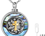 Cross Urn Necklace for Men and Women 925 Sterling Silver White Gold Plat... - $24.68