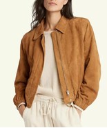 Chaqueta de cuero de gamuza marrón de cuero de gamuza pura suave motocic... - $194.86 CAD+