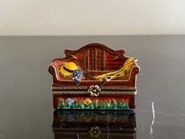 Limoges France Rochard Hand Painted Sofa Trinket Box - $99.00