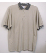 Gildan Beige Short Sleeve Polo Shirt Men Black Trim Size Large NWOT - £12.25 GBP