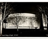 Vtg Postcard RPPC New York Worlds Fair - Food Building At Night UNP - £5.39 GBP
