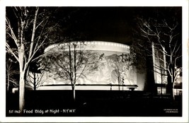 Vtg Postcard RPPC New York Worlds Fair - Food Building At Night UNP - £5.40 GBP