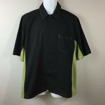 Chef Works Mens Black Button Up Shirt Black Green Chest Pocket Size L Lg... - £15.89 GBP
