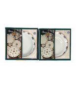 Vintage GIBSON White Silver Snowflakes Winter Christmas 8&quot; Bowls with Ri... - $49.49