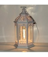 Moroccan White Lantern Holder LED Lamp Edison Bulb Elegant Design Home D... - £21.01 GBP