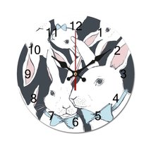 Mondxflaur White Rabbit Wall Clock Non-Ticking Sweep Movement for Living... - £16.01 GBP+