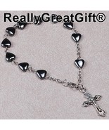 Catholic Rosary BRACELET Lot of two (2) -  Heart Shaped Hematite - 8 mm ... - £6.57 GBP
