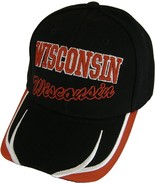 Wisconsin Block and Script Lettering Baseball Cap with Embroidered Bill ... - $27.28 CAD