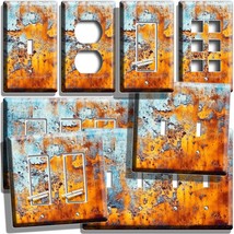 Rusted Metal Blue Paint Style Light Switch Outlet Wall Plates Country Home Decor - £8.91 GBP+