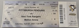 Apr 7 2007 Rangers @ Penguins Ticket Sidney Crosby 2 Assists - $19.79