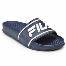 Fila Men&#39;s Sleek Slide LT Logo Slip-On Slides Sandals Navy/White Size 12 - £22.51 GBP