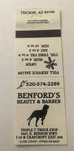 Vintage Matchbook Cover Matchcover Benford’s Beauty &amp; Barber Tucson AZ - £1.49 GBP