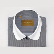 Men 100% Cotton Dress Shirt CIERO MONTERO Turkey 1A99-01 White Black Slim Fit image 6