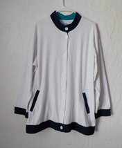 BLAIR White Light Jacket Button On Black Trim Women Sz 2XL Long Sleeves ... - $14.84