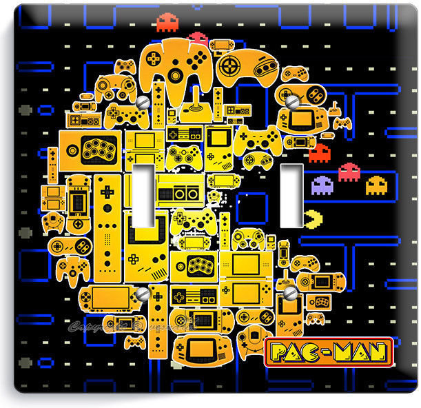 VIDEO GAME THEME PAC MAN ARCADE BOARD 2 GANG LIGHT SWITCH WALL PLATES ROOM DECOR