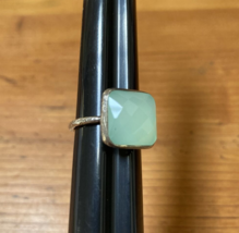 Sterling Silver 925 Aquamarine Blue Sea Green Chrysoprase Faceted Ring Size 6 - £59.82 GBP