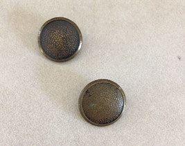 Lot 2 Vintage Mid Century Textured Round Antique Brass Metal Shank Butto... - $9.89