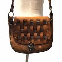 True Vintage 1970s Woven Tooled Leather By Canale Saddle Bag Rustic Boho Hippie - £71.39 GBP