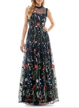 CITY STUDIOS Juniors&#39; Embroidered Mesh Ruffled Floral Maxi Evening Dress Black 3 - £27.33 GBP