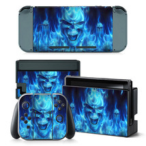 For Nintendo Switch Console &amp; Joy-Con Controller Vinyl Skin Blue Flame S... - £9.38 GBP